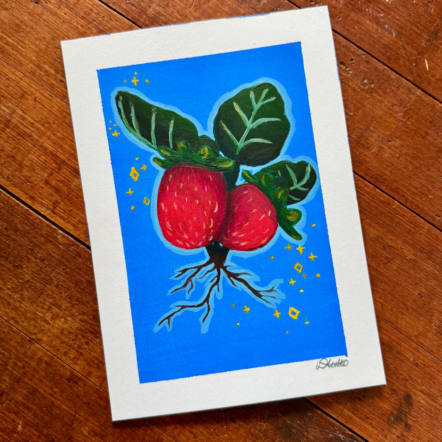 Strawberry sparkles -acrylic on paper