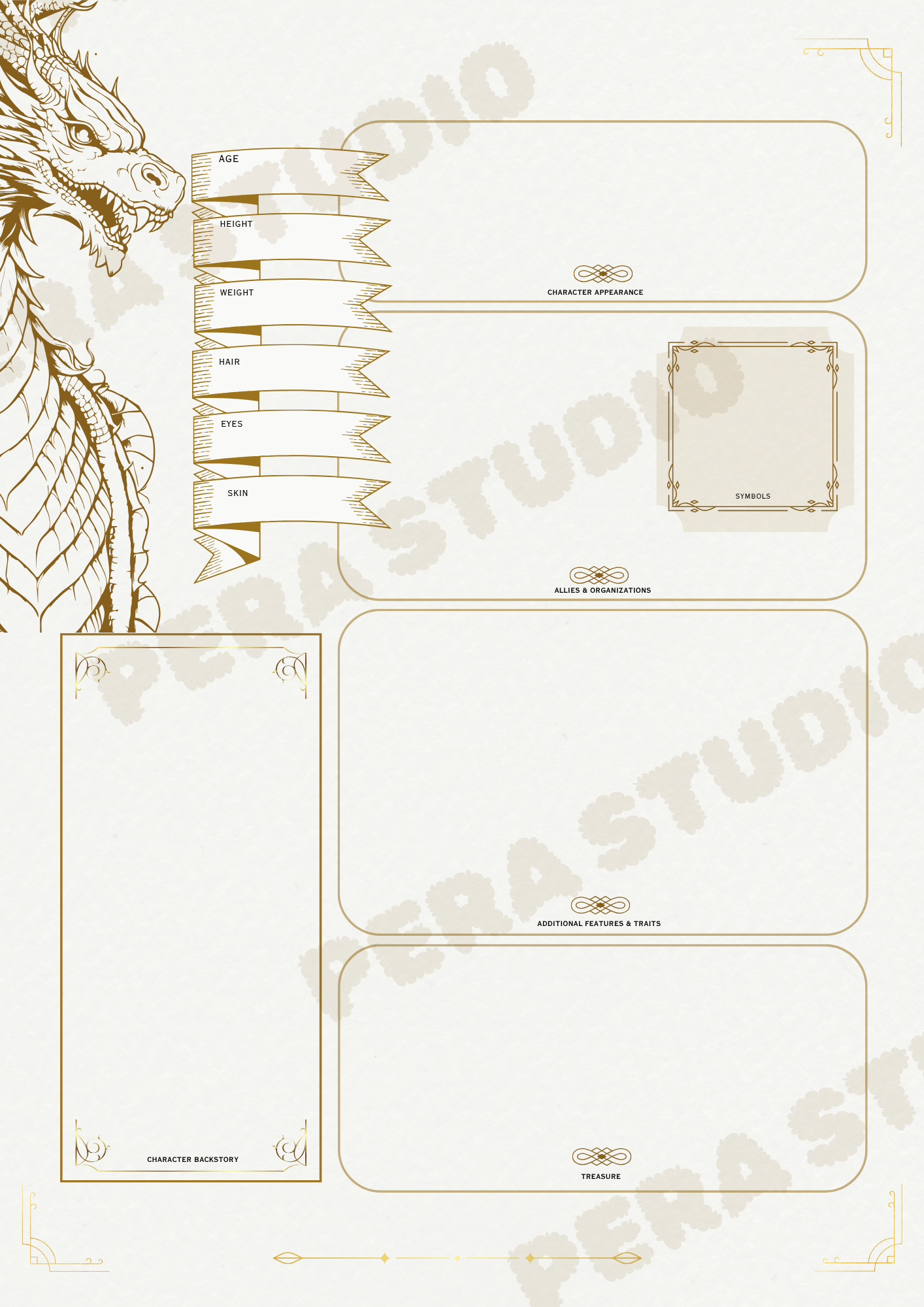 Shining Treasure- DnD 5E Character Sheet Digital Download