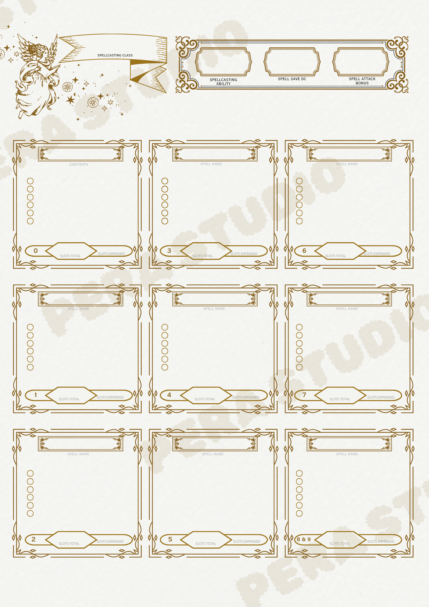 Shining Treasure- DnD 5E Character Sheet Digital Download