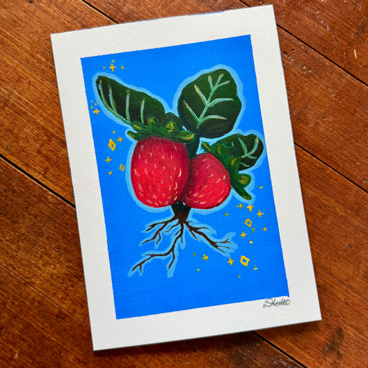 Strawberry sparkles -acrylic on paper
