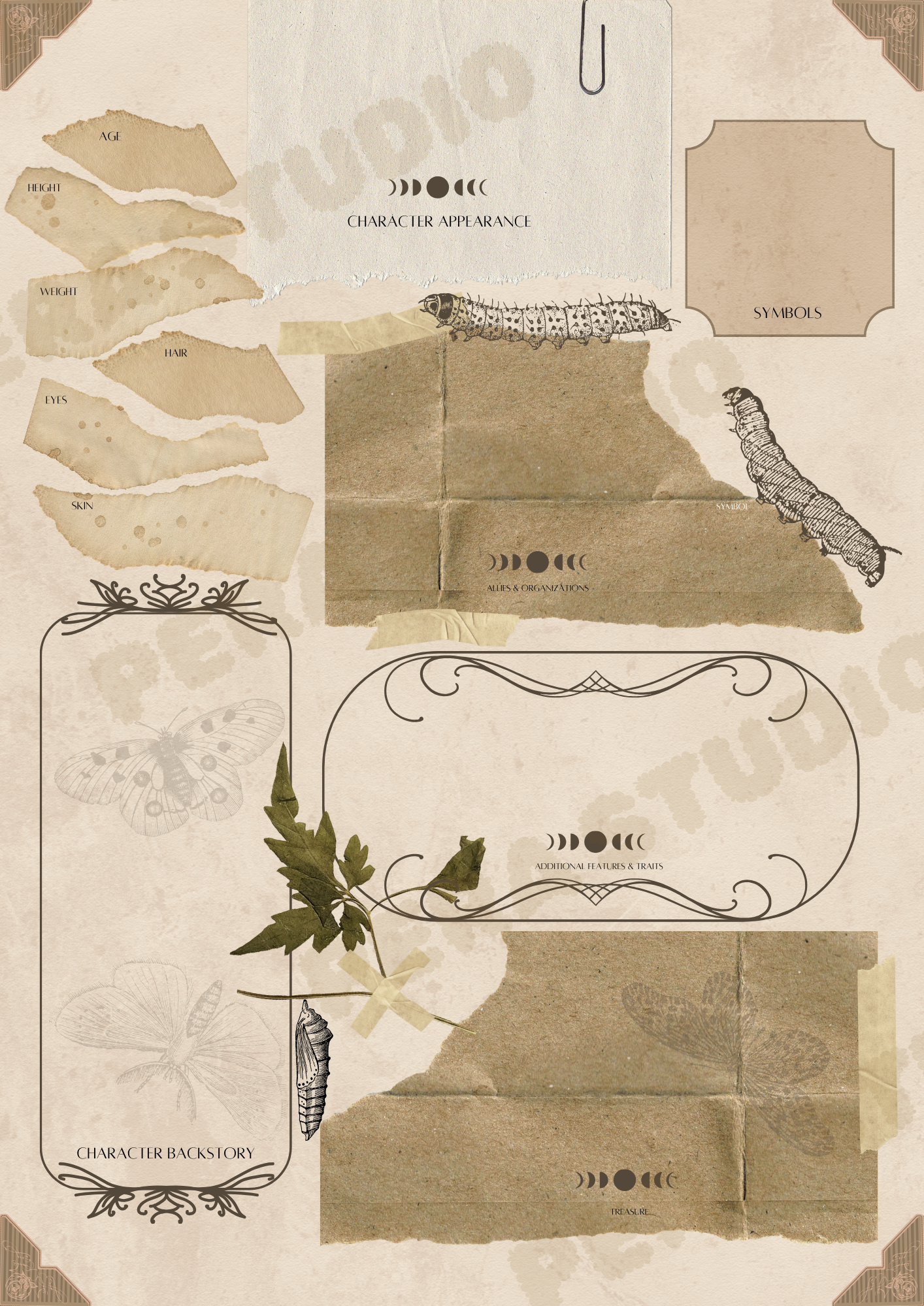 Moth Journal - DnD 5E Character Sheet Digital Download
