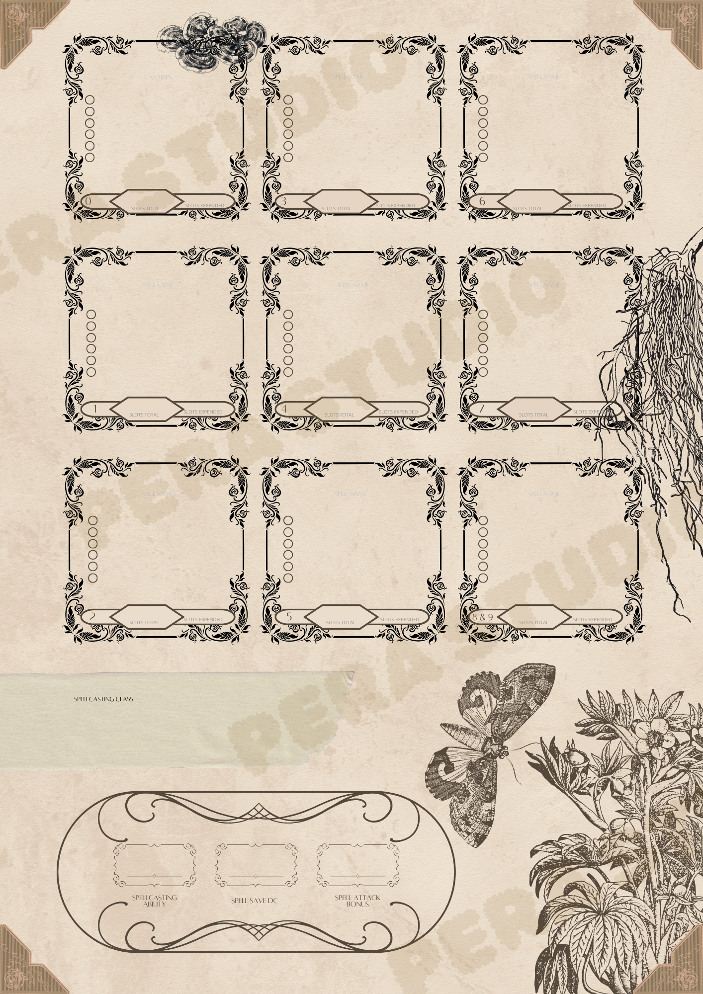Moth Journal - DnD 5E Character Sheet Digital Download