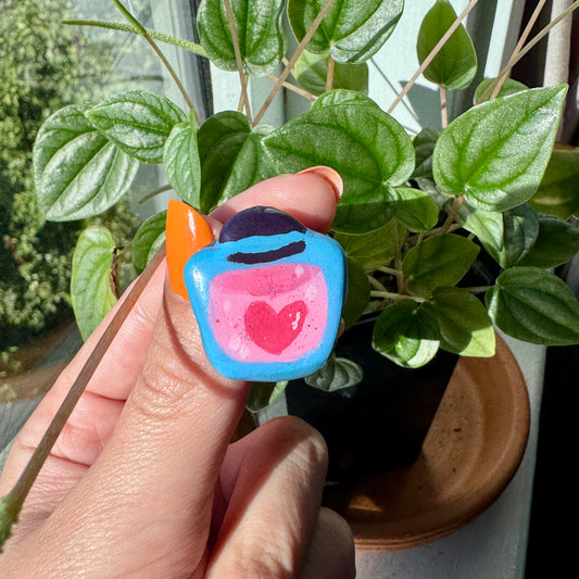 Love Potion Bottle Pin | Hand-made Clay Pin